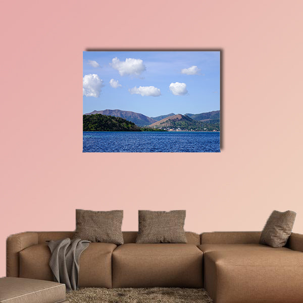 Blue sea with small islands at sunny day in Coron, Philippines multi panel canvas wall art