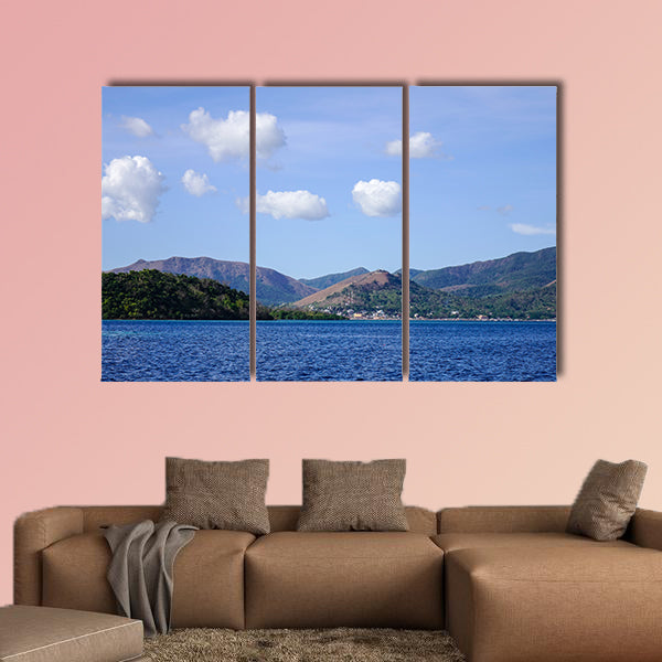 Blue sea with small islands at sunny day in Coron, Philippines multi panel canvas wall art