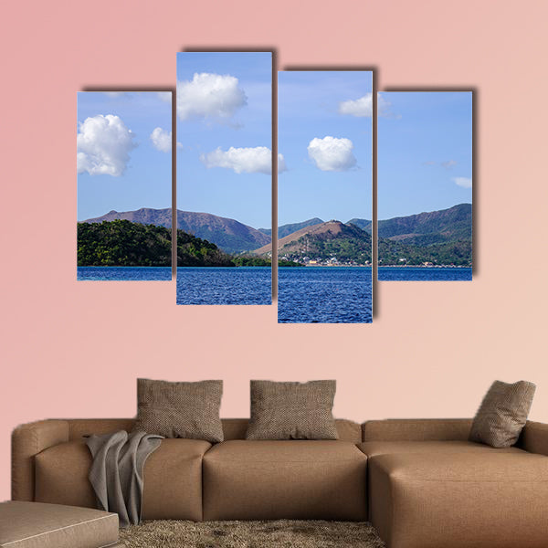 Blue sea with small islands at sunny day in Coron, Philippines multi panel canvas wall art