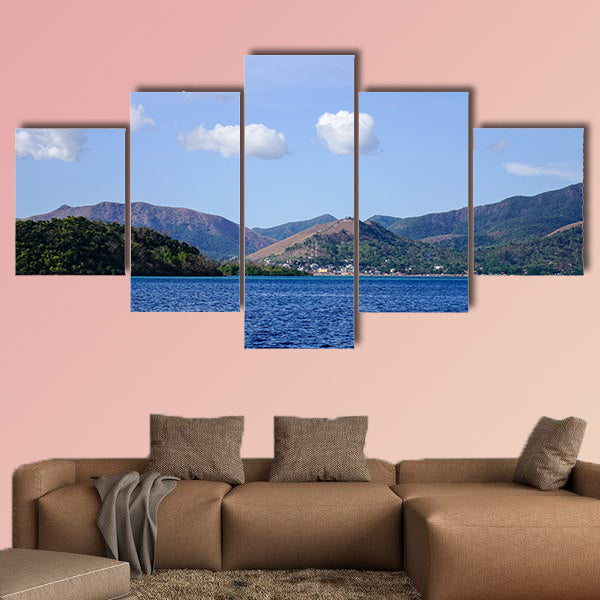 Blue sea with small islands at sunny day in Coron, Philippines multi panel canvas wall art