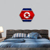 Realistic flag of Flag of North Korea hexagonal canvas wall art