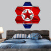 Realistic flag of Flag of North Korea hexagonal canvas wall art