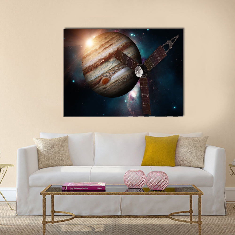 Juno spacecraft and Jupiter Multi Panel Canvas Wall Art