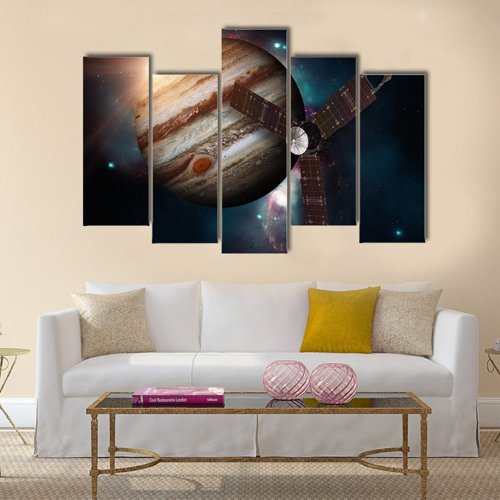 Juno spacecraft and Jupiter Multi Panel Canvas Wall Art