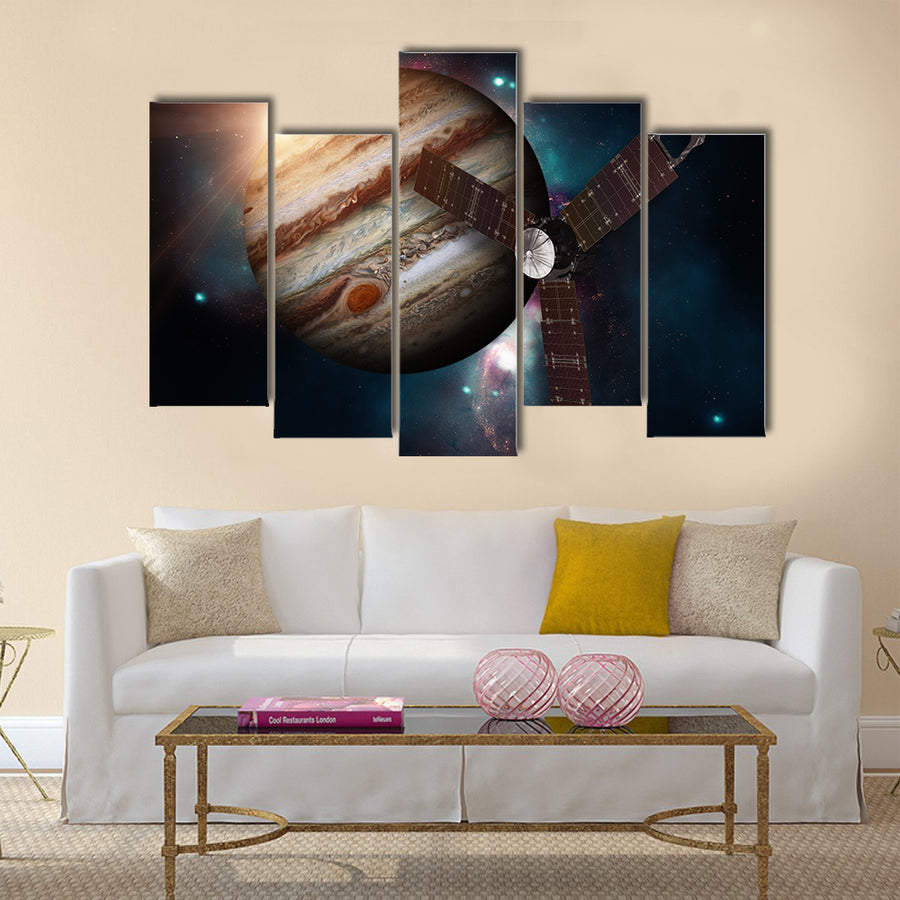 Juno spacecraft and Jupiter Multi Panel Canvas Wall Art