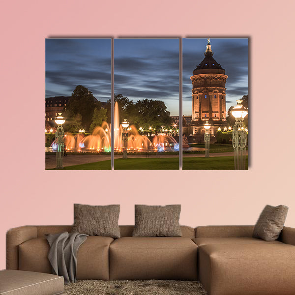The Water Tower in Mannheim multi panel canvas wall art