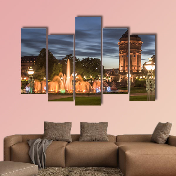The Water Tower in Mannheim multi panel canvas wall art
