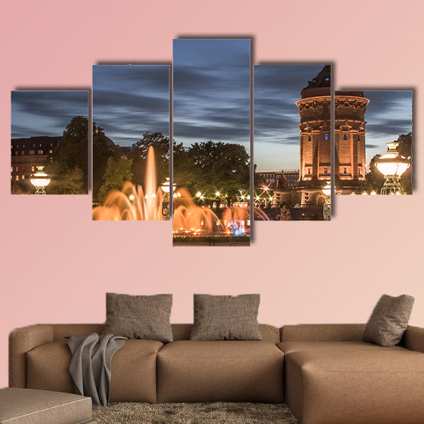 The Water Tower in Mannheim multi panel canvas wall art