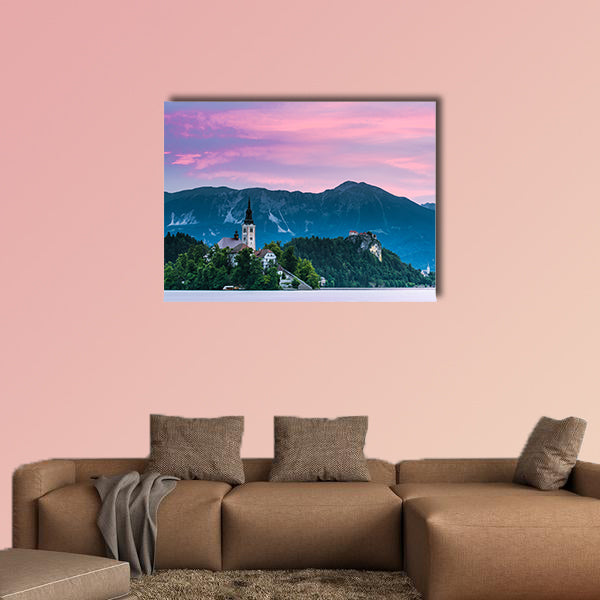 Early morning at Bled Lake in Slovenia multi panel canvas wall art