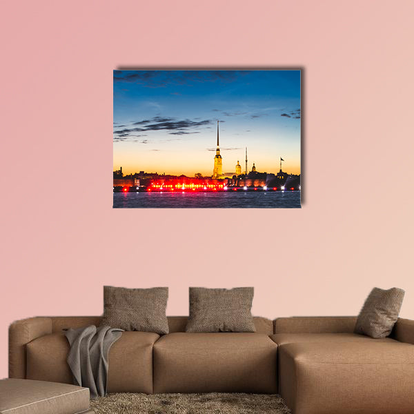 Peter and Paul fortress in sunrise Saint-Petersburg multi panel canvas wall art