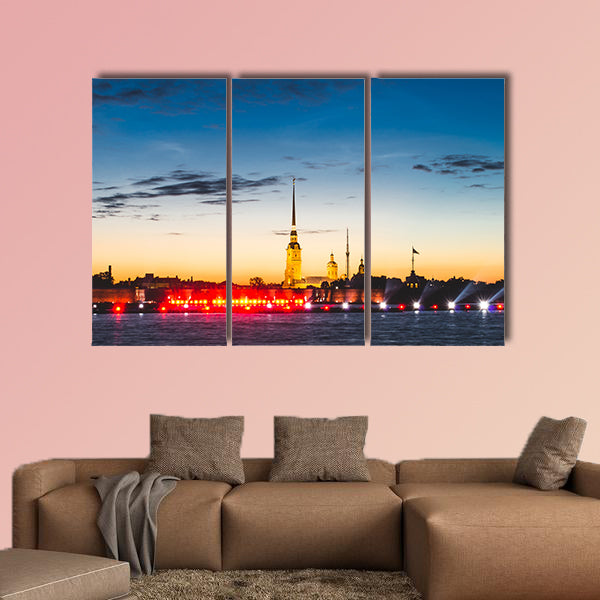 Peter and Paul fortress in sunrise Saint-Petersburg multi panel canvas wall art
