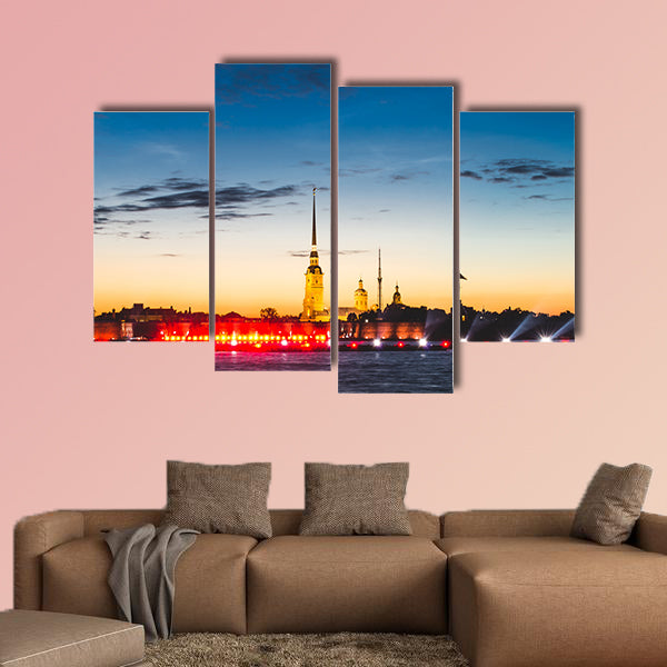 Peter and Paul fortress in sunrise Saint-Petersburg multi panel canvas wall art