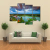 Tropical Golf Course At The Sunset, Maldives, Punta Cana, Multi Panel Canvas Wall Art