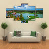 Tropical Golf Course At The Sunset, Maldives, Punta Cana, Multi Panel Canvas Wall Art