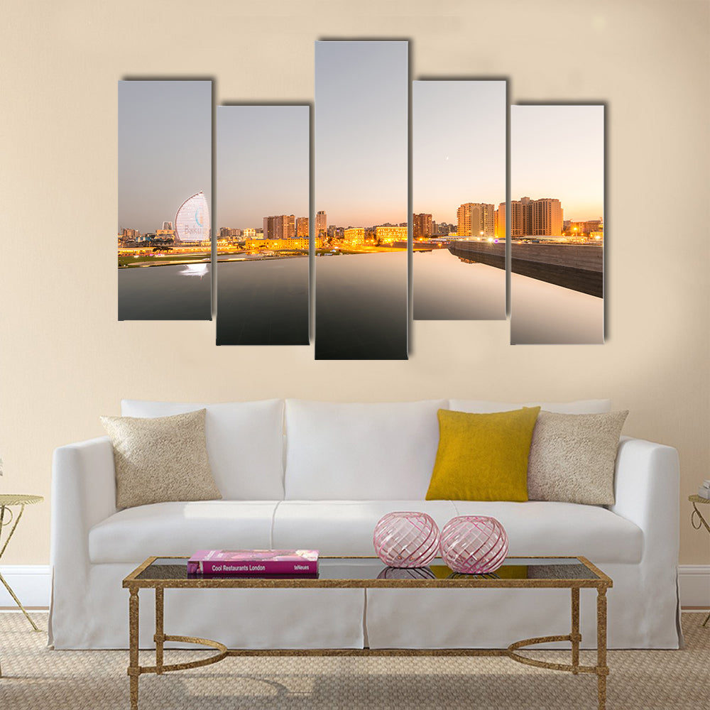 Baku Azerbaijan during sunset Multi Panel Canvas Wall Art
