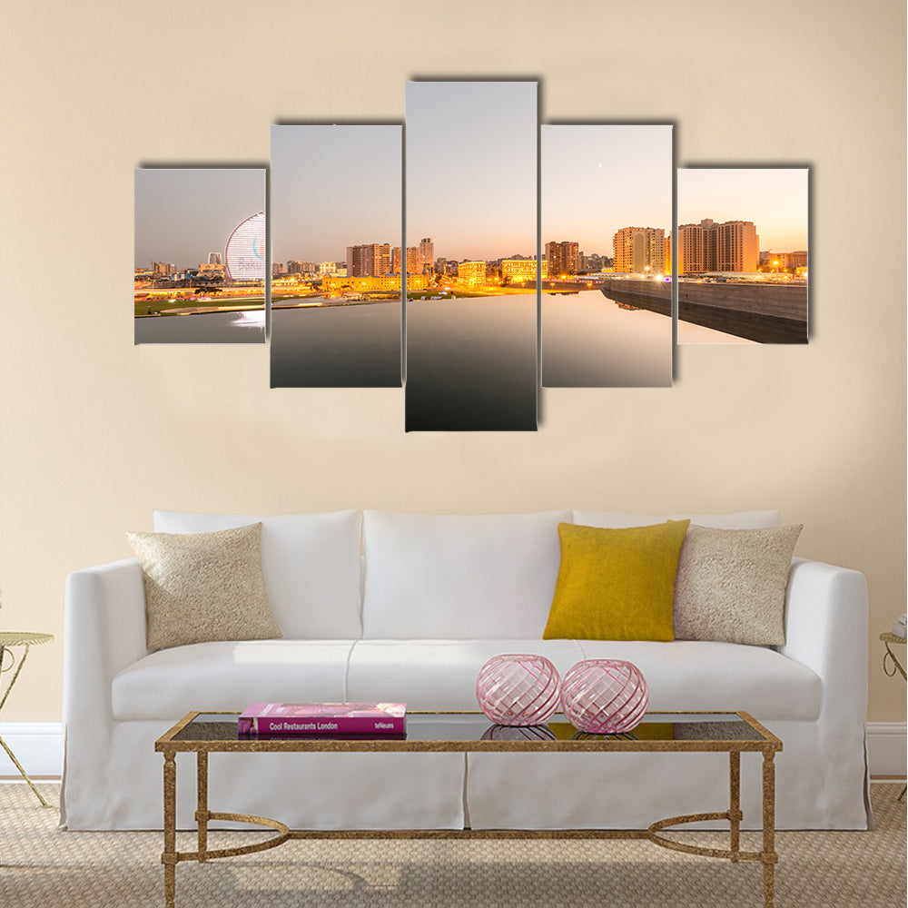 Baku Azerbaijan during sunset Multi Panel Canvas Wall Art