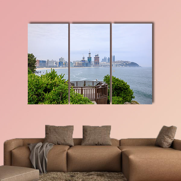 Dongbaekseom coast walkway in Busan, South Korea multi panel canvas wall art
