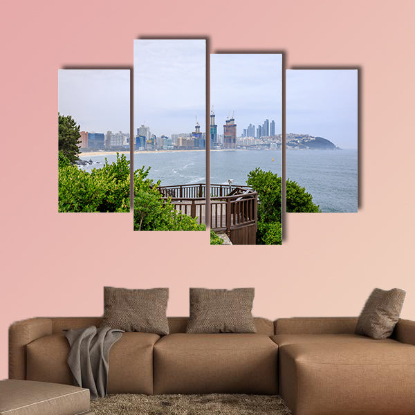 Dongbaekseom coast walkway in Busan, South Korea multi panel canvas wall art