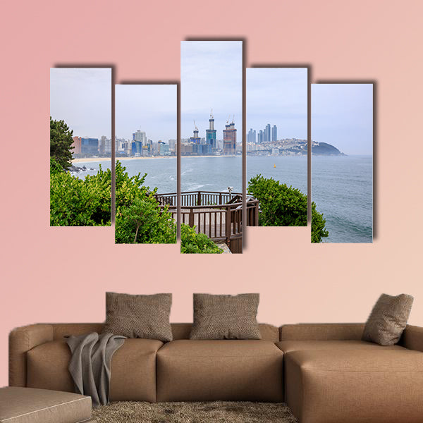 Dongbaekseom coast walkway in Busan, South Korea multi panel canvas wall art