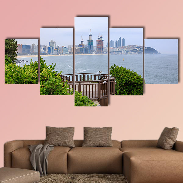 Dongbaekseom coast walkway in Busan, South Korea multi panel canvas wall art