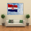 National Flag Of Croatia On A Flagpole In Front Of Blue Sky Multi Panel Canvas Wall Art