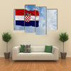 National Flag Of Croatia On A Flagpole In Front Of Blue Sky Multi Panel Canvas Wall Art