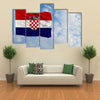 National Flag Of Croatia On A Flagpole In Front Of Blue Sky Multi Panel Canvas Wall Art