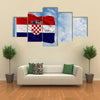 National Flag Of Croatia On A Flagpole In Front Of Blue Sky Multi Panel Canvas Wall Art