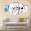 Waving flag with Qatar Airways logo 3D rendering Multi panel canvas wall art