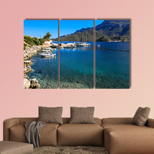 Morning view of the bay with yachts, boats and a beautiful seascape wall art