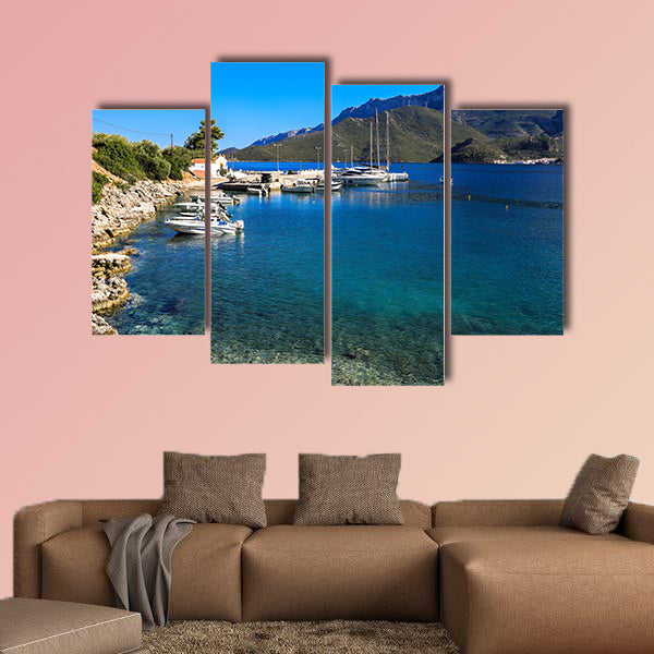 Morning view of the bay with yachts, boats and a beautiful seascape wall art