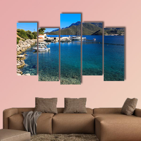 Morning view of the bay with yachts, boats and a beautiful seascape wall art