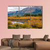 Colorful autumn leaves at Glenorchy Lake, South island of New Zealand multi panel canvas wall art