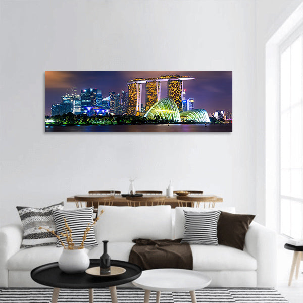 Cityscape of Singapore at night Panoramic canvas Wall Art