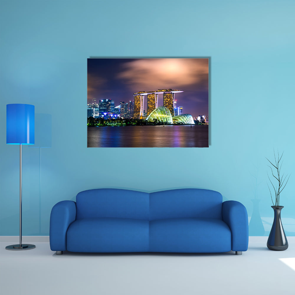Cityscape of Singapore at night multi panel canvas wall art