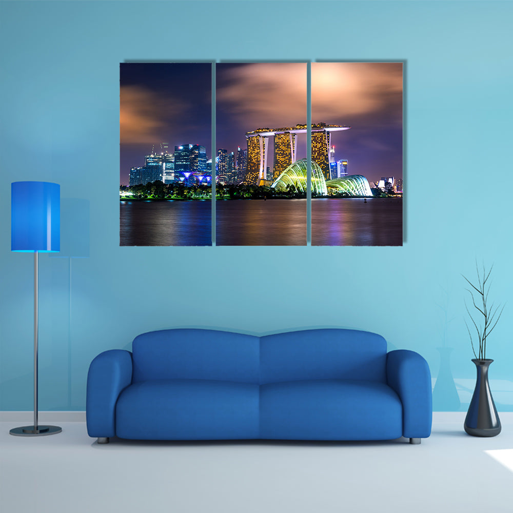 Cityscape of Singapore at night multi panel canvas wall art