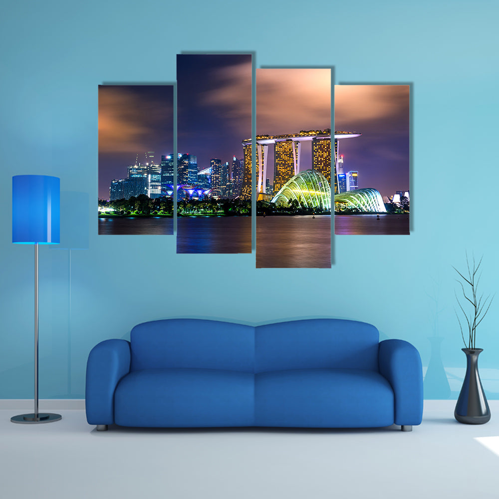 Cityscape of Singapore at night multi panel canvas wall art
