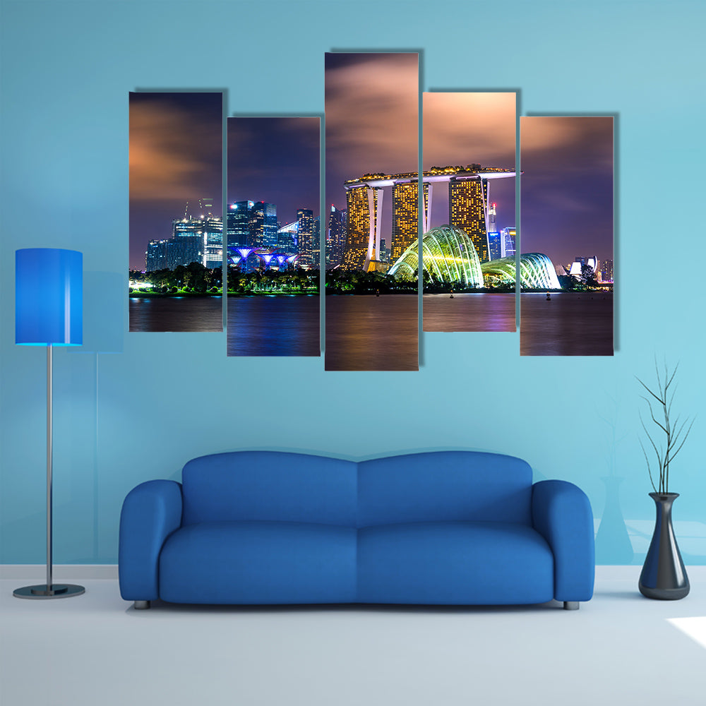 Cityscape of Singapore at night multi panel canvas wall art