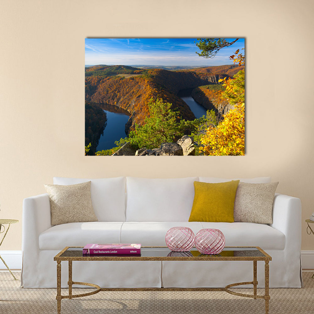 May view on Vltava river, Stechovice dam, Czech Republic Multi panel canvas wall art