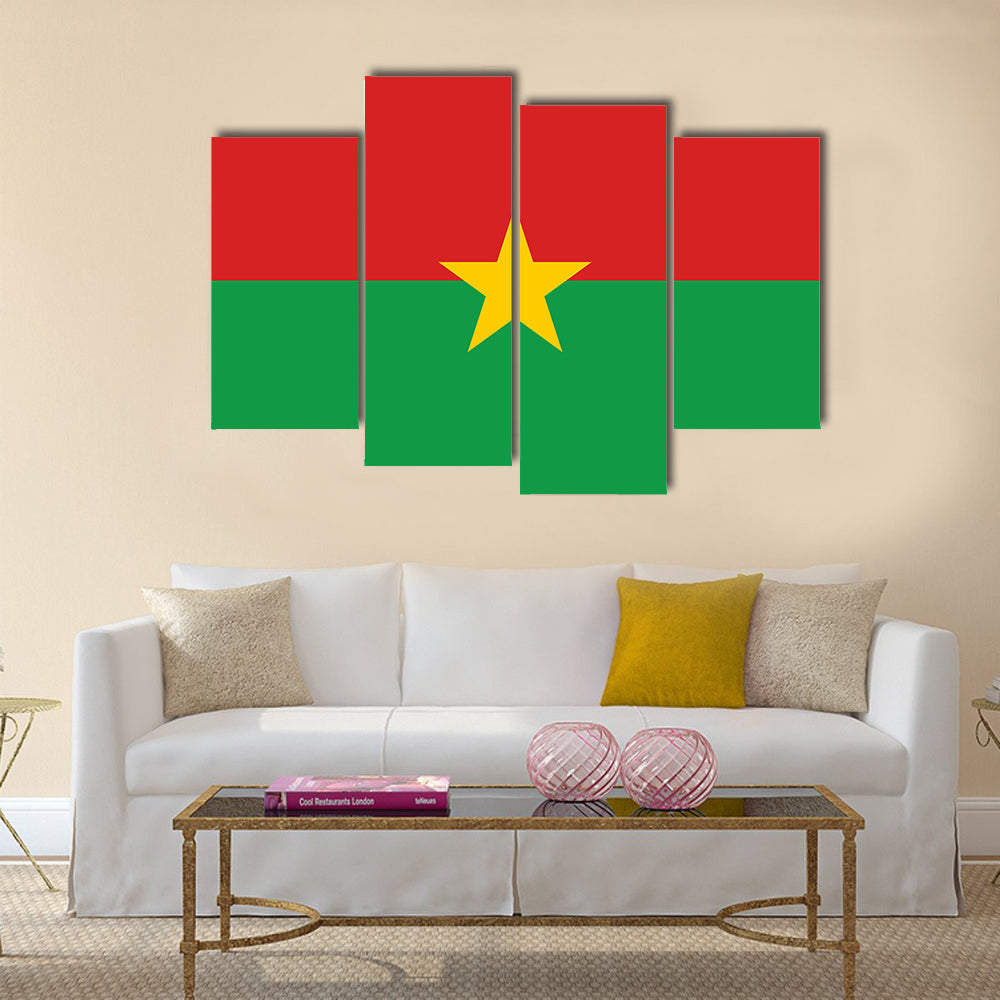 Burkina Faso country flat style flag Multi panel canvas wall art
