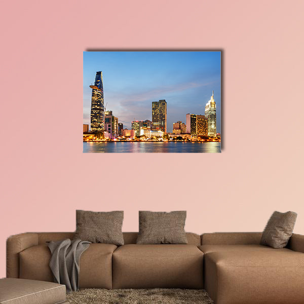 Skyline and Saigon River at sunset multi panel canvas wall art