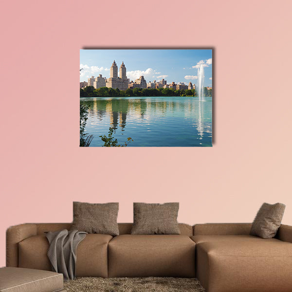 New York City Central Park fountain and urban Manhattan multi panel canvas wall art