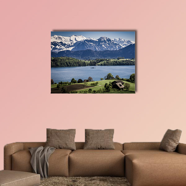 View from Merlischachen over Lake Lucerne multi panel canvas wall art