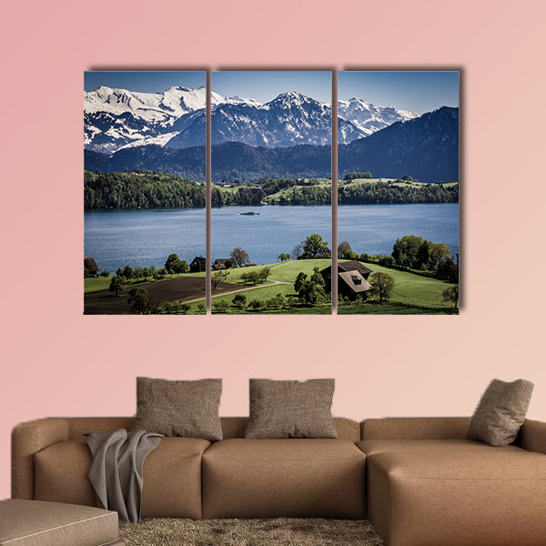 View from Merlischachen over Lake Lucerne multi panel canvas wall art