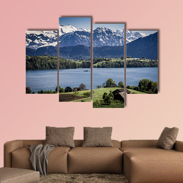 View from Merlischachen over Lake Lucerne multi panel canvas wall art
