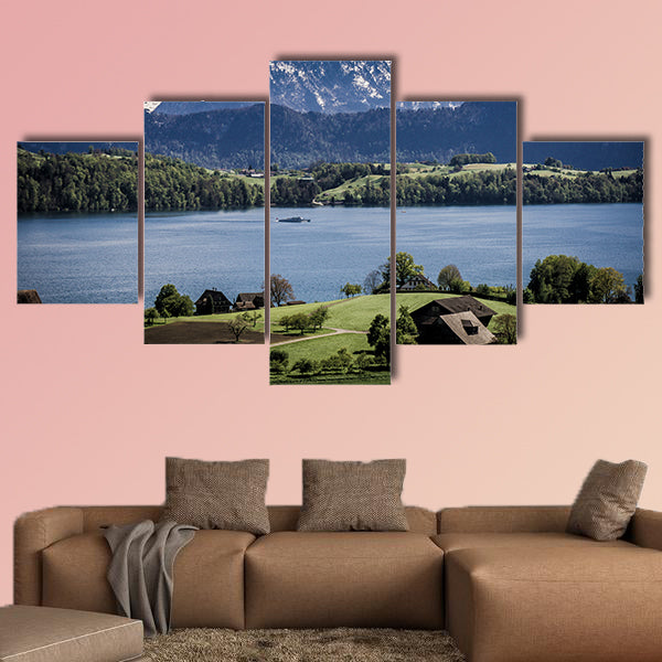 View from Merlischachen over Lake Lucerne multi panel canvas wall art
