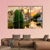 Bruges cityscape with water canal at sunset, Belgium multi canvas wall art