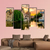 Bruges cityscape with water canal at sunset, Belgium multi canvas wall art