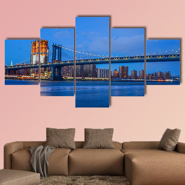 Brooklyn Bridge and NYC Skyline multi panel canvas wall art