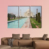 A terrific Taj Mahal view shot from the right side of the Taj Pool multi panel canvas wall art